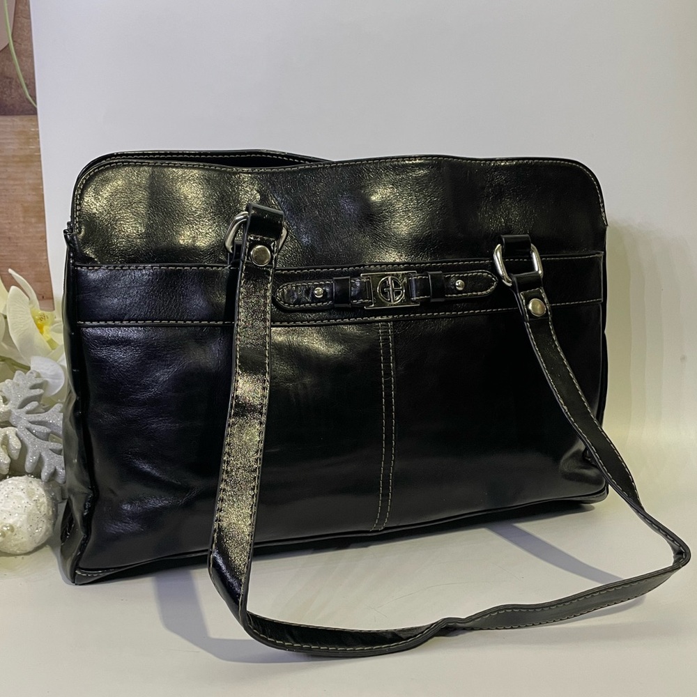 BEAUTIFUL!! Giani Bernini Leather Work Bag Tote Black Large